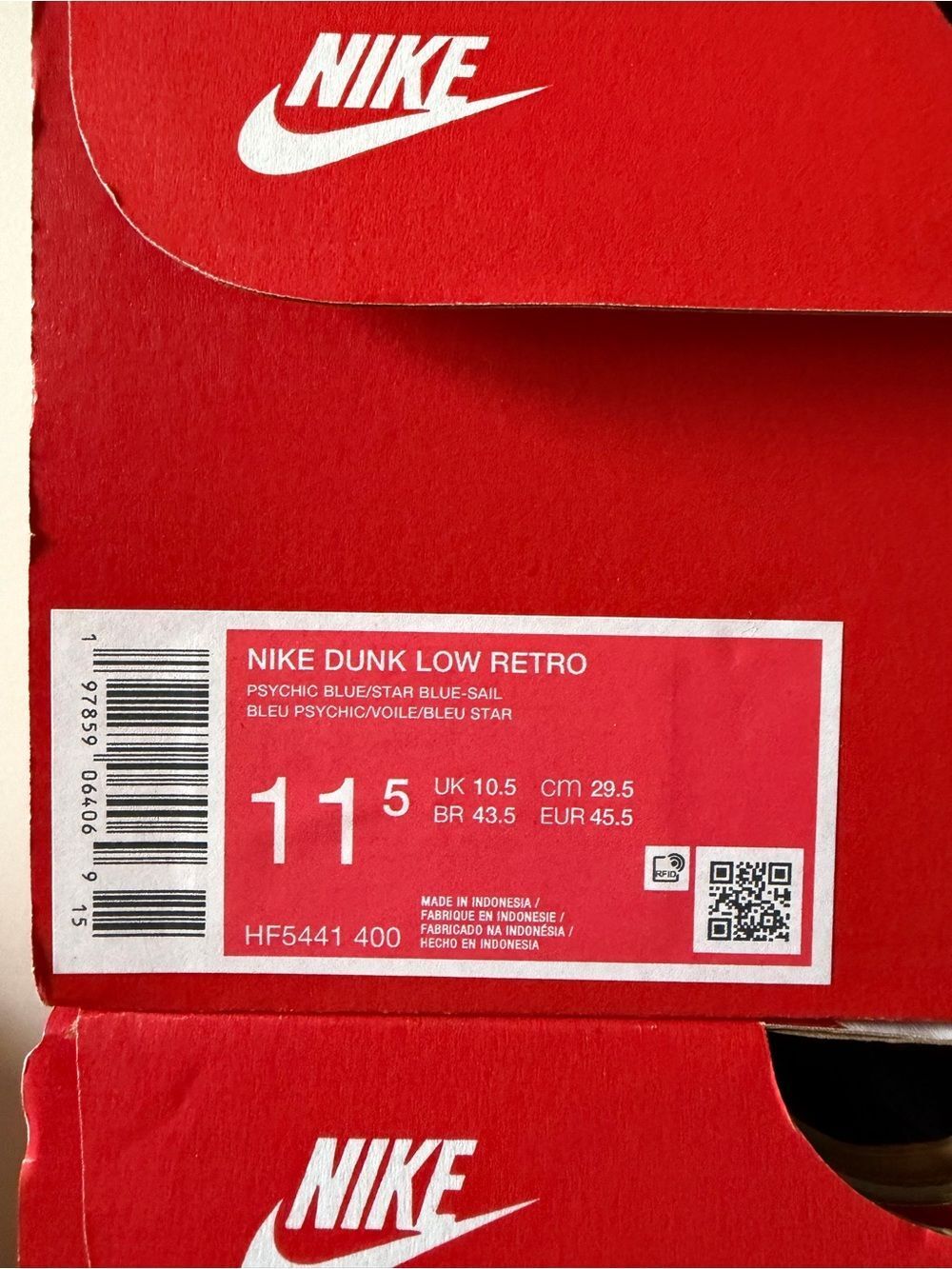 Nike Dunk Low Retro Psychic Blue HF5441-400 Men’s Size 11.5 - Picture 6 of 6